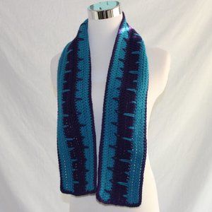 NEW Blue & Purple Crochet Scarf HANDCRAFTED